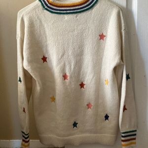 Maurices rainbow star beige sweater